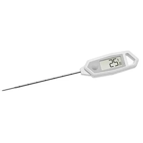 Produktbild: TFA Dostmann Digitales Einstichthermometer, 30.1064.02.K, mit Werkszertifikat, Edelstahlfühler, wasserdicht, drehbares Display, weiß, Kunststoff, (L) 206x (B) 31 x (H) 18 mm