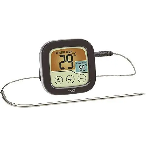 Produktbild: TFA Dostmann Digitales Grill- und Bratenthermometer, 14.1509.01, BBQ Thermometer, zum Grillen & im Backofen, mit farbigem Touchdisplay, Kunststoff, schwarz, (L) 72 x (B) 25 (49) x (H) 72 mm