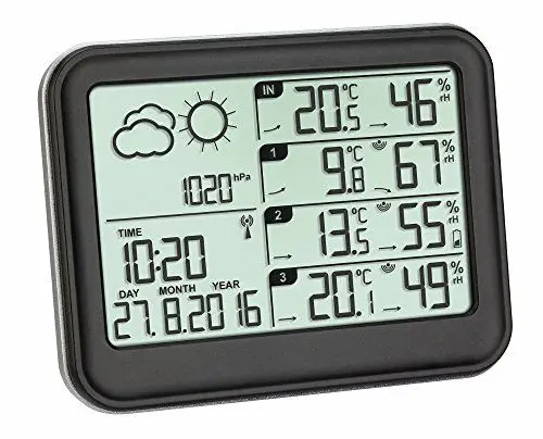 Produktbild: TFA Dostmann Funk-Wetterstation View, 35.1142.01, mit 3 Aussensender, inkl Funkuhr, Wettervorhersage mit Luftdruck, mit Temperatur und Luftfeuchtigkeit, schwarz, L 131 x B 26 (63) x H 102 (98) mm
