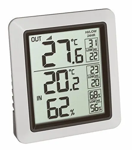 Produktbild: TFA Dostmann INFO Funk-Thermometer inkl. Außensender, 30.3065.02, zur Ermittlung der Innen- & Außentemperatur, permanente Max.-Min.-Anzeige, Raumklimakontrolle, Luftfeuchtigkeitsmesser, weiß