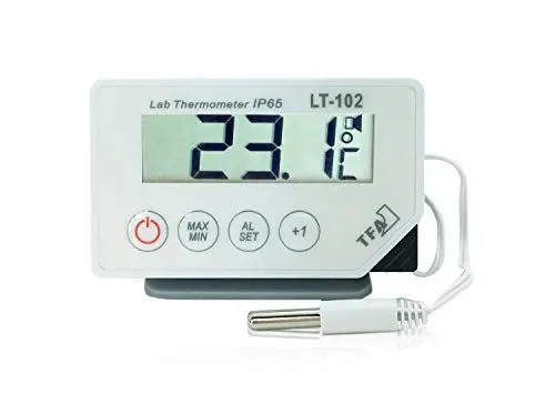 Produktbild: TFA Dostmann LT-102 Profi-Digitalthermometer, mit Kabelfühler, wasserdicht IP65,L 87 x B 17 (29) x H 52 (57) mm, Weiß