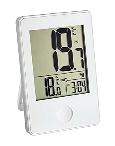 Produktbild: TFA Dostmann Pop Funk-Thermometer, Außen- oder Innentemperatur in Großformat, Anzeige der Uhr,L 60 x B 23 (50) x H 90 mm