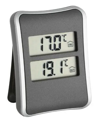 Produktbild: TFA Dostmann digitales Innen-Aussen-Thermometer, 30.1044, Außentemperatur über Kabel, Höchst- und Tiefstwerte, Überwachung von Gefriergerät/Aquarium, anthrazit, L 60 x B 24 (46) x H 83 mm