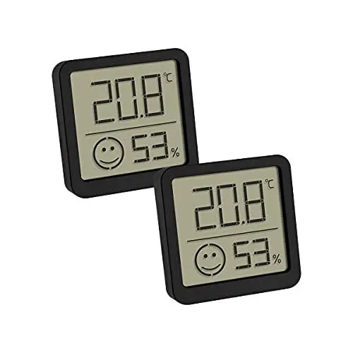 Produktbild: TFA Dostmann digitales Thermo-Hygrometer, 2er Set, 30.5053.01.02, mit Komfortzone für EIN gesundes Raumklima, Anzeige von Innentemperatur und Luftfeuchtigkeit, 46 x 13 (34) x 43 mm, Schwarz