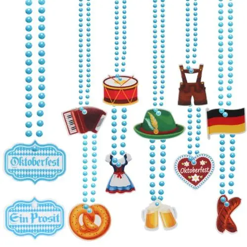 Produktbild: TGFIX 24Pcs Bayrische Perlen Halskette Bayern Trachtenkette Bavaria Accessoires Kette Bierfest Trachtenschmuck Bierfest Kostüm Accessoires für Wiesn München Bierzelt Party Zubehör
