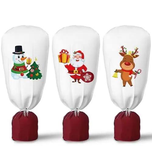 Produktbild: TGFIX 3 Stück Weihnachten Winterschutz für Pflanzen, 120×80cm Frostschutz Kälteschutz, Pflanzenschutzsack für Kübelpflanzen, Blumentopf Frostschutzbeutel für Weihnachten Garten Outdoor Deko