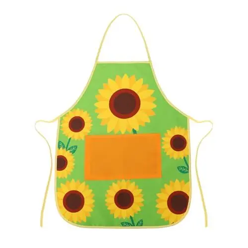 Produktbild: TGFIX Gärtner Schürze für Erwachsene Gartenschürze mit Sonnenblumen Damen Grillschürze mit Taschen Herren Grüne Küchenschürze wasserdichte Kochschürze für Garten Bauernhof Küche BBQ