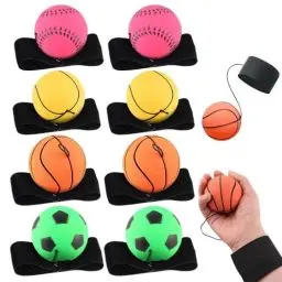 Produktbild: TGKYK Ball mit Schnur Kinder, 8 Stück Ø 6cm Springball mit Schnur, Springball für Kinder, Handgelenk Return Ball, Ball mit Gummiband, Ball an Schnur Kinder Stressabbau Spielzeug für Kinder