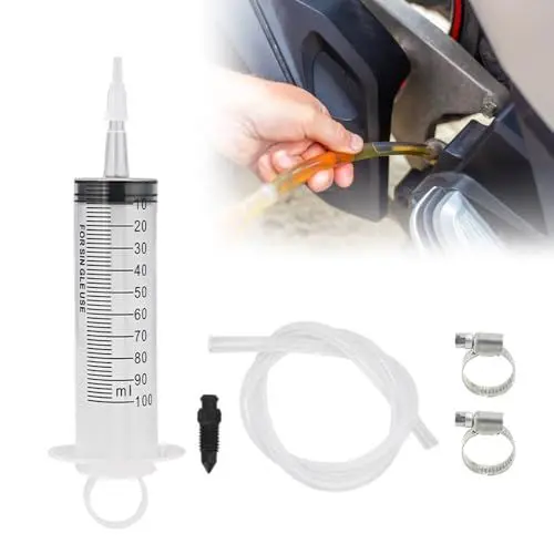 Produktbild: TGKYK Bremsenentlüfter Motorrad, 100ml Bremsflüssigkeit Saugspritze mit 50cm Schlauch, Bremsenentlüftungsgerät, Bremsen Entlüftungsset Für Motorräder, Roller, Quads Ölwechsel Ersatzwerkzeug