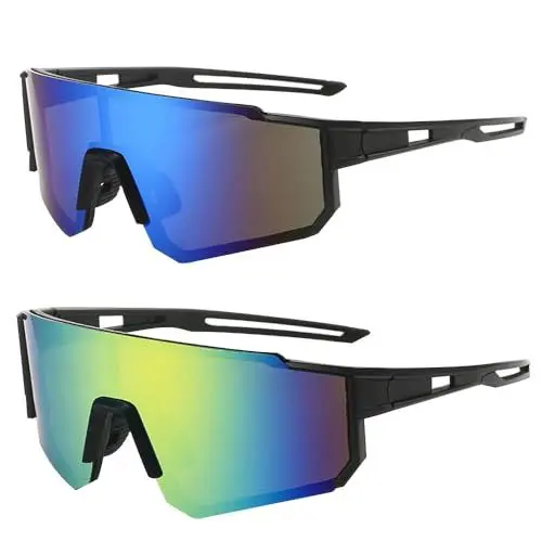 Produktbild: TGKYK 2 Stück Polarisiert Fahrradbrille, Fahrrad Sonnenbrille, UV400 Fahrradbrille Winddicht, Sport Sonnenbrille, Schutzbrillen für Outdooraktivitäten Wie Radfahren Laufen Klettern Autofahren Angeln