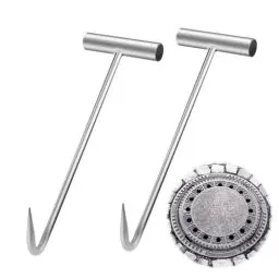 Produktbild: TGKYK Kanaldeckelheber, 2 Stück Schachthaken Kanaldeckelheber, 30CM gullideckel haken, Edelstahl Hebehaken für Gullideckel, Tragbar Haken Hebewerkzeug für Fleisch Aufhängen