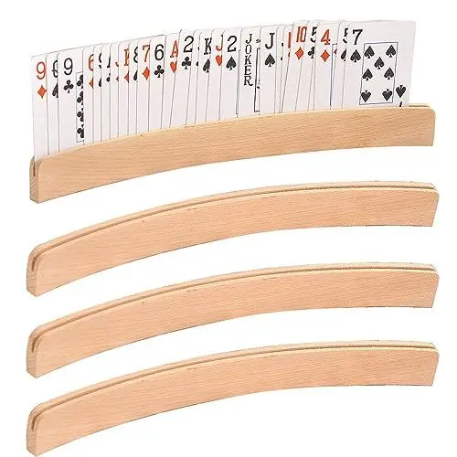 Produktbild: TGKYK Kartenhalter Kinder Holz, 4 Stück Spielkartenhalter Holz, Multifunktional Kartenhalter Spielkarten, Spielkartenhalter für Senioren Erwachsene Kinder (33 cm)