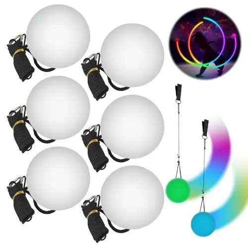 Produktbild: TGKYK LED Poi Bälle, 6 Stück Jonglierbälle Leuchtend mit Regenbogen Farben und Strobe-Effek, Leucht Ball, Leuchtendes Spielzeug für Fitness, Tanz, Jonglieren, Lichtshow, Rave