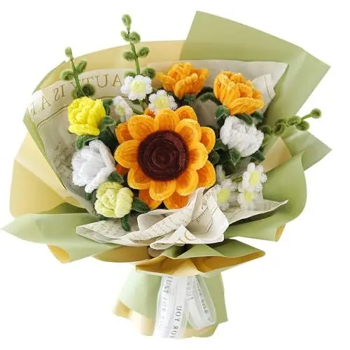 Produktbild: Pfeifenreiniger Blumen Set, TGKYK 100 Stück Pfeifenputzer zum Basteln mit Geschenkpapier, Bänder, 5 Farben Pfeifenputzer Blumen, Pfeifenreiniger zum Basteln Blumen für Sonnenblumen, Gänseblümchen