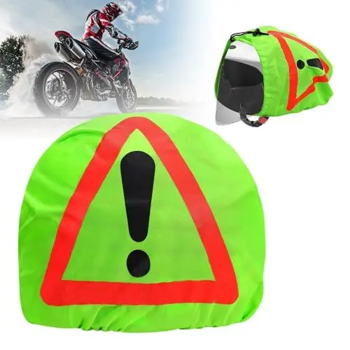 Produktbild: TGKYK Warndreieck Motorrad Helm, 46x43cm Motorrad Warndreieck Helmüberzug, Pannendreieck Motorrad, Motorradhelm Helmbeutel für Unfallsicherung Unfallstelle Kennzeichnung (Neongrün)