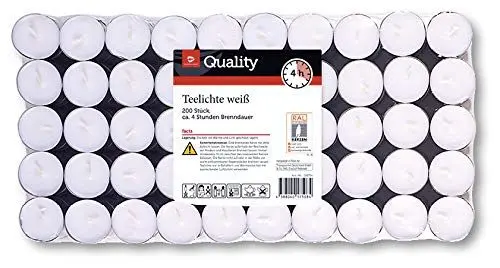 Produktbild: TGQ Teelichter 200er Pack Gastronomie Kerzen Teelicht 4 Stunden Brenndauer