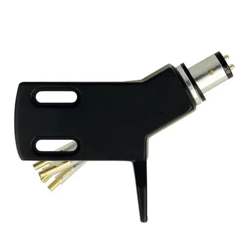 Produktbild: THAKKER CHS-13 - abgewinkeltes Headshell aus leichtem Aluminium - schwarz | SME Anschluss | für gerade Tonarme | inkl. Headshell-Kabel