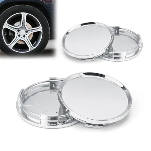 Produktbild: Thapncow 4 Stück Radnabenkappen 60mm, Nabendeckel Radkappen, Nabenkappen, universelle ABS-Nabenkappen in Silber, geeignet für Radnaben, Autozubehör