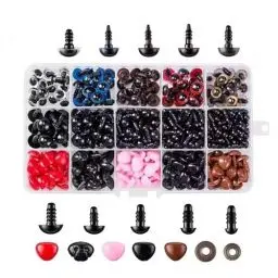 Produktbild: Thapncow 752 Stück bunte Knopfaugen für Häkeltiere mit Unterlegscheiben|verschiedene Größen|Kunststoff-Knopfaugen schwarz Annähen|für AmigurumiPuppen, Stofftiere, Tiere, DIY-Bastelherstellung5~14 mm