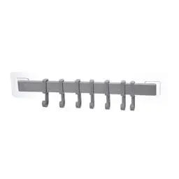 Produktbild: Thapncow Hakenleiste 40cm Küchenleiste selbstklebend Küche Hängeleiste Stange für Küchenutensilien | Küchenhalterung ohne bohren | 6 bewegliche Haken | Modernes Design Silber Grau
