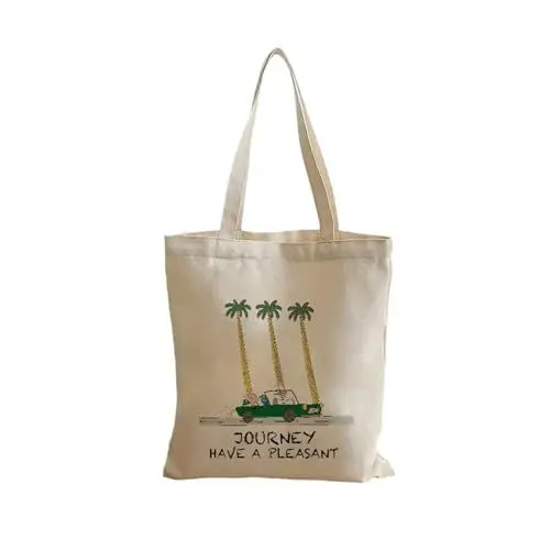 Produktbild: Thapncow Canvas Tote Bag Aesthetic Damen Stofftaschen Groß Vintage Jutebeutel Bedruckt mit Reißverschluss, Tragetasche aus Baumwolle, Jutebeutel tragetasche, Einkaufstasche mit Reißverschluss