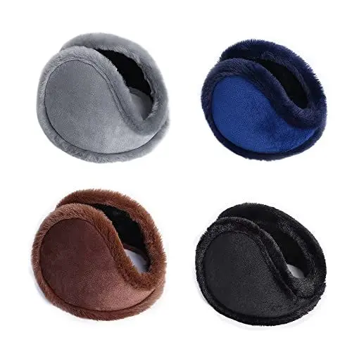 Produktbild: THATSRAD 4 Packungen Ohrwärmer Winter Ohrenschützer Ohren Herren Warm Ohne Bügel Erwachsene Earbands Winter Schwarz Warme Ohren Ohrenwärmer Einstellbare Größe Ohrwärmer für Männer Damen Herren