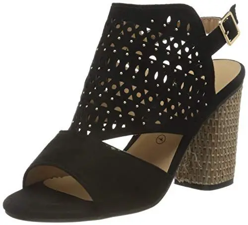 Produktbild: THE DIVINE FACTORY Damen Lova Slingback Sandalen, Schwarz (Black 010)