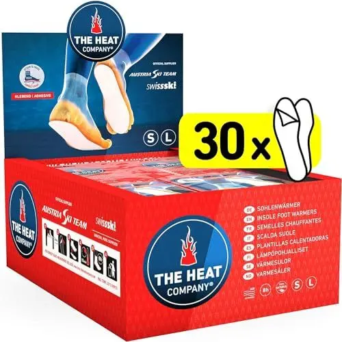 Produktbild: THE HEAT COMPANY Sohlenwärmer klebend - 30 Paar - EXTRA WARM - Wärmesohlen - Fußwärmer - 8 Stunden warme Füße - sofort einsatzbereit - luftaktiviert - rein natürlich - Größe Large: 41-46