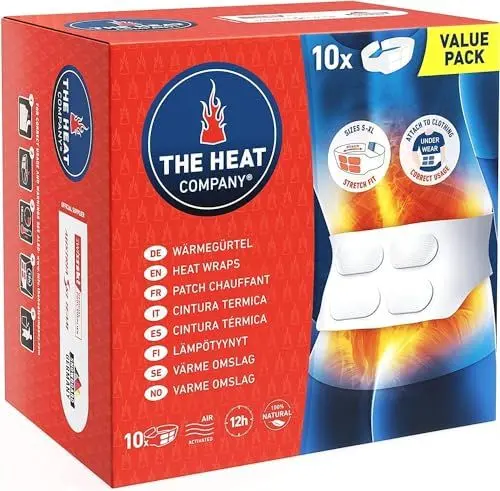 Produktbild: THE HEAT COMPANY Wärmegürtel - 10 Stück Vorteilspack - EXTRA WARM - Preis-Leistungs-Sieger - 12 Std. wohlige Wärme - sofort einsatzbereit - luftaktiviert - rein natürlich - für alle Größen: S-XL
