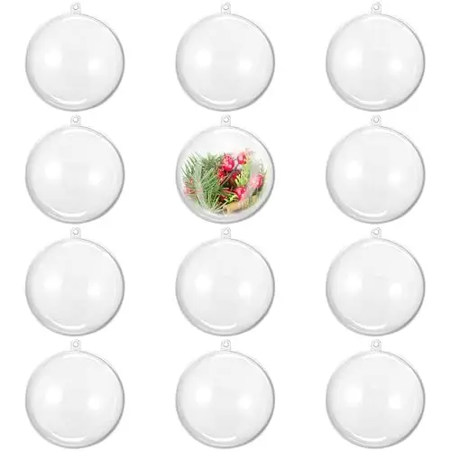 Produktbild: THE TWIDDLERS 12 Befüllbare Christbaumkugeln 10cm - Transparente Kunststoff Weihnachtskugeln zum Basteln DIY, Weihnachtsdeko