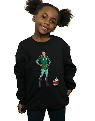 Produktbild: The Big Bang Theory Mädchen Sheldon Superhero Sweatshirt Schwarz 7-8 Years