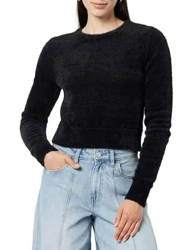 Produktbild: The Drop Cropped-Pullover für Damen, Juliana Fransengarn, Schwarz, L