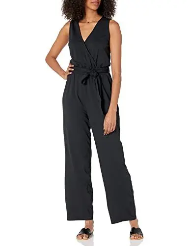 Produktbild: The Drop Damen Ärmelloser Wickeloverall (in Übergröße erhältlich), Schwarz, M