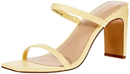 Produktbild: The Drop Damen Avery Square Toe Two Strap High Heeled Sandalen - Pastellgelb - Gr. 40.5 EU