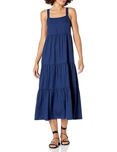 Produktbild: The Drop Damen Britt Maxi-Zeltkleid im Stufendesign, Marineblau, M