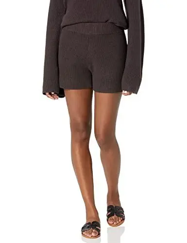 Produktbild: The Drop Damen Faith Rippstrick-Shorts zum Hineinschlüpfen, Schokoladenbraun, XXL