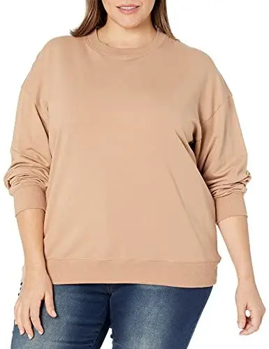 Produktbild: The Drop Damen Margot Sweatshirt, lockerer Schnitt, lange Ärmel, Rundhalsausschnitt, überschnittene Schultern, Praline, M