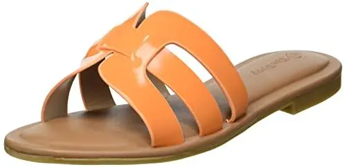 Produktbild: The Drop Damen Monika Flat H-band Slide Sandal Flat Sandal, Karottenorange, 40.5 EU