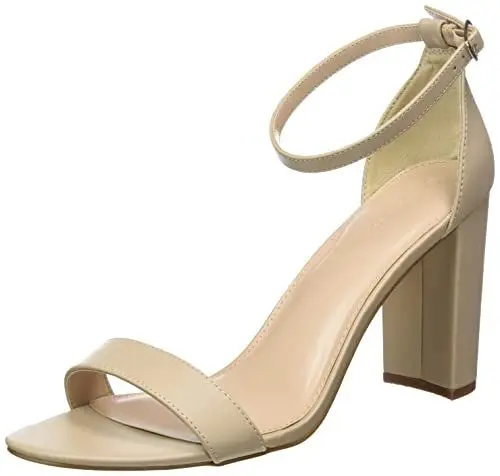 Produktbild: The Drop Damen Rebecca Riemensandalen mit Hohem Blockabsatz Heeled Sandal, Beige, 40.5 EU
