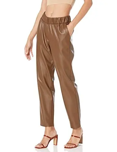 Produktbild: The Drop Damen @lisadnyc Jogginghose aus Kunstleder zum Hineinschlüpfen, Kaffeebohnen, X-Small