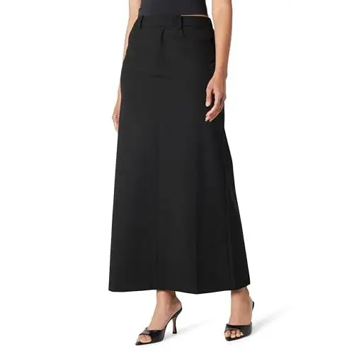 Produktbild: The Drop Denis Woven Long Column Skirt Rock, Schwarz, XL