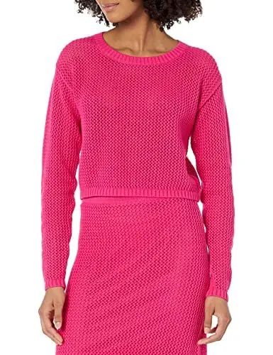 Produktbild: The Drop Häkeloberteil für Damen, Asher, langärmlig, kurz geschnitten, Rosa (Hot Pink), XS