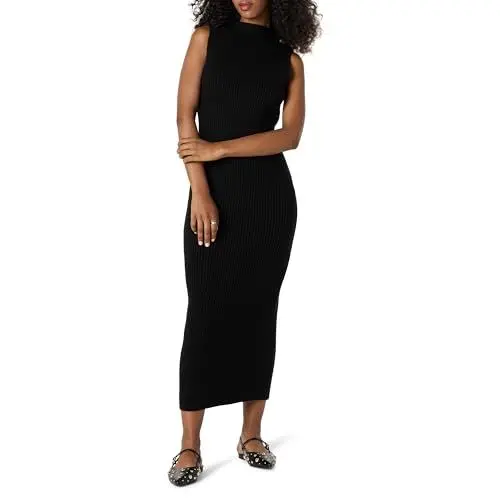 Produktbild: The Drop Jodi Mock Neck Dress Sweater Maxi Pullover, Schwarz, S