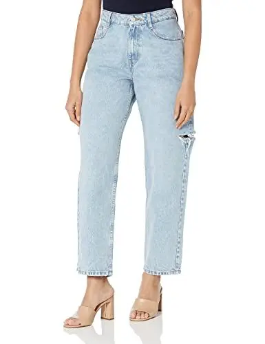 Produktbild: The Drop Kasen Wide Leg Slit Denim Hose, Helles Indigo, 57