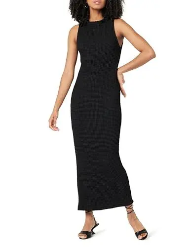 Produktbild: The Drop Lena High Neck Textured Midi Dress Kleider, Schwarz, XS
