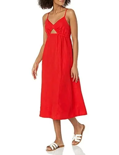 Produktbild: The Drop Maci Strappy V-Neck Cut-Out Smocked Back Midi Dress Kleider, Feuerrot, Medium