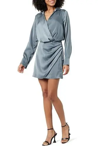 Produktbild: The Drop Mini-Wickelkleid für Damen, Mack Seidig, Grau, XL