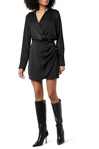 Produktbild: The Drop Mini-Wickelkleid für Damen, Mack Seidig, Schwarz, L