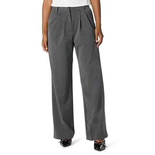 Produktbild: The Drop Nancy Pleat Front Wide Leg Trouser Hose, Grau meliert, XXL
