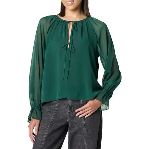 Produktbild: The Drop Piper Tie Front Feminine Blouse Blusen, Regenwald, M